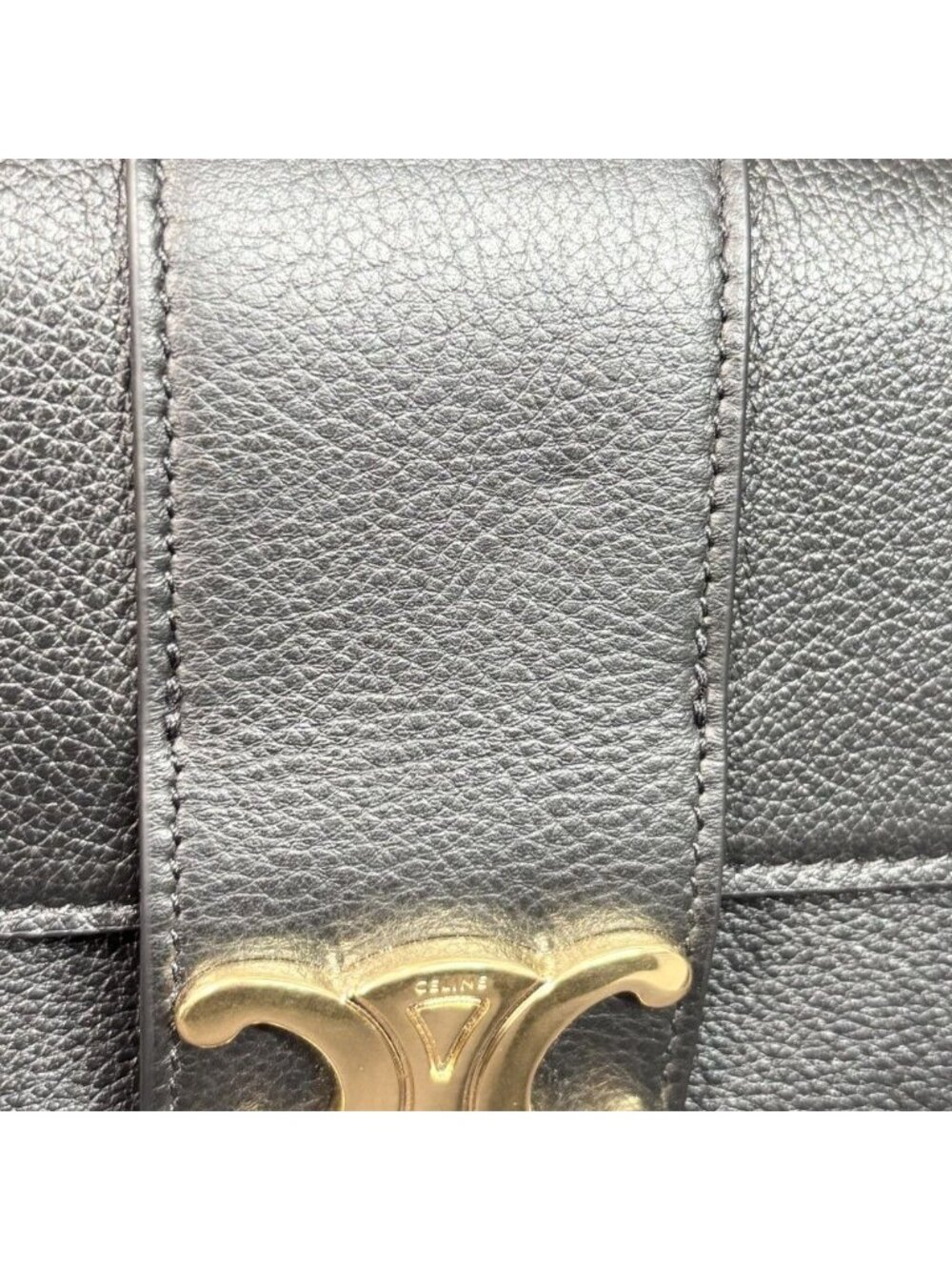 Celine Shoulder Bag Mini Victoire Triomphe Leather Black Gold - Picture 8 of 9